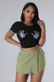 Women's Solid Positioning Casual Short T-Shirt