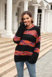 Autumn Winter Women's Sweater Loose Round Neck Patchwork Knitting Shirt Pullover Fashion Sweater