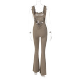 Women's Summer Fashion Solid Color Slim Low Back Sleeveless Jumpsuit
