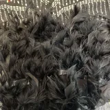 See-Through Slim Feather Beaded Sleeveless Strapless Bodycon Dress