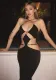 Women's Summer Sexy Low Cut Hoop Patchwork Halter Neck Low Back Slit Dress
