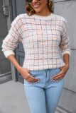 Autumn/Winter Patchwork Fashion Sweater Round Neck Knitting Top