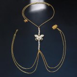 Accessories Simple Zirconia Butterfly Body Chain Rhinestone Halter Neck Necklace Belt Body Chain