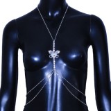 Accessories Simple Zirconia Butterfly Body Chain Rhinestone Halter Neck Necklace Belt Body Chain