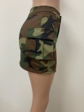 Women's Large Pocket Zipper Camouflage Sexy Mini Skirt