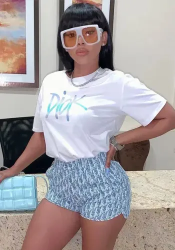 Summer Casual Letter Print T-Shirt Shorts Set