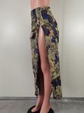 women's autumn and winter fashion Style slit jacquard skirt