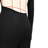 Women's Sexy Plain Long Sleeve Low Back Jumpsuit