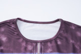 Women Summer Printed Crop Round Neck Long Sleeve T-Shirt