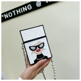 Women Creative Design Beauty Pearl Portable Messenger Box Bag