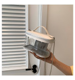 Women summer transparent jelly bag portable shoulder Messenger cosmetic bag wash bag