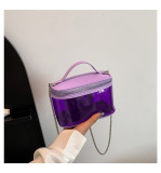 Women summer transparent jelly bag portable shoulder Messenger cosmetic bag wash bag