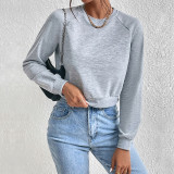 Casual Track Top Cropped Crop Round Neck Hoodies