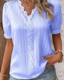 Summer Holidays Fashion Cutout Short Sleeve Blouse For Women