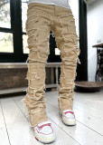 Men's Denim Straight Leg Pants Street Fashion Stretch Patch Denim Straight Leg Pants