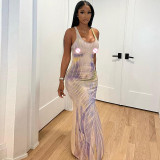 Women's Summer Fashion Sexy Printed Slim Sleeveless Dress