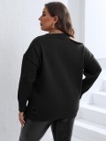 Women's Fall Winter Pullover Tops Plus Size Women's Style Cutout Shoulder Knit V Neck Sweater