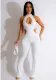 Women Solid Sexy Halter Neck Cutout Jumpsuit