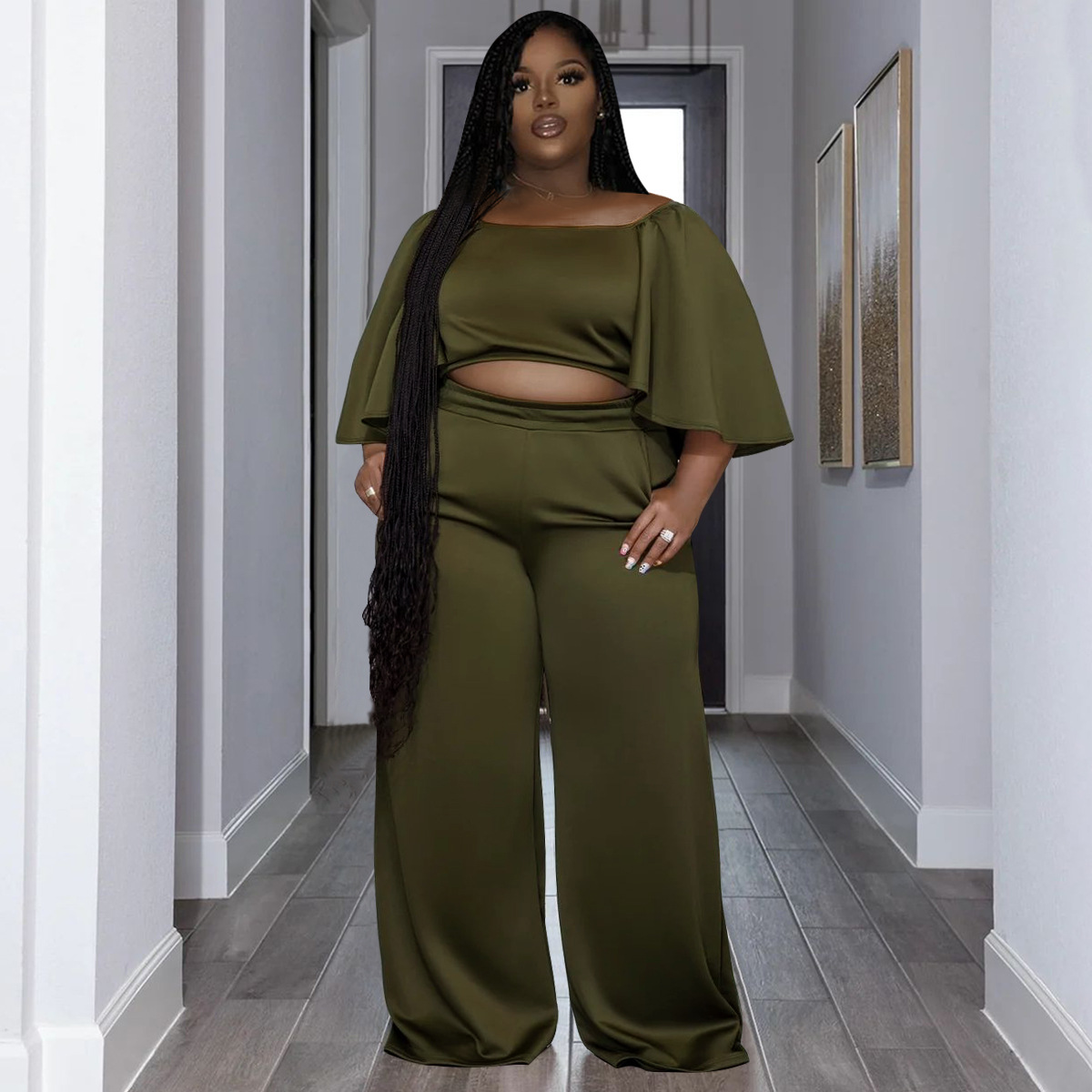 Plus Size Women Summer Short Sleeve Top and Pants Casual Two-Piece Set -  The Little Connection