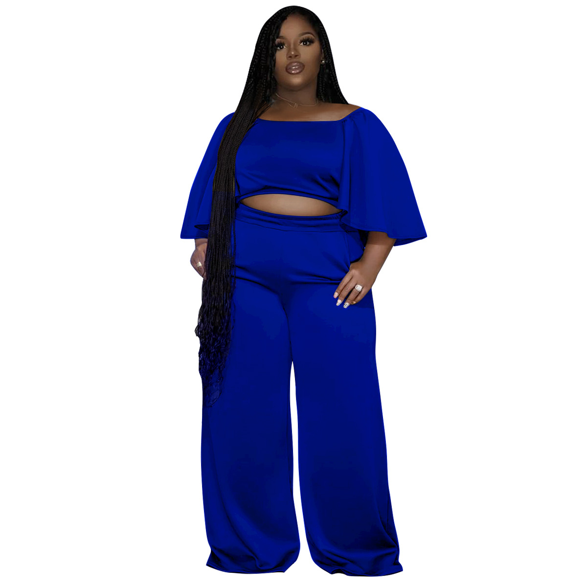 Plus Size Women Summer Short Sleeve Top and Pants Casual Two-Piece Set -  The Little Connection