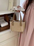 Korean Grass Woven Beach Bag Summer Casual Holidays Women's Cabbage Basket Portable Shoulder Messenger Bag