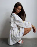 Women Ruffle Strawberry Print Long Sleeve Top and Skirt Two-Piece Set