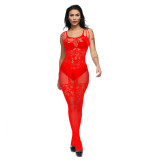 Women Hollow Jacquard Camisole One-Piece Net Stockings Sexy Lingerie