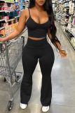 Women Solid Tank Top and Pants Two-Piece Set