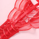 Women Feather Straps lace mesh Lace-Up Sexy Lingerie Set