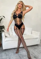 Women suspenders hollow mesh one-piece stockings Sexy Lingerie