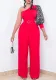 Belted Women's Slash Shoulder Sexy Slim Waist Chic Wide Leg Plus Size Jumpsuit