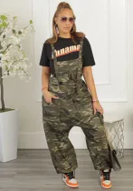 Suspenders Cargo Pants Hip Hop Loose Camouflage Plus Size Jumpsuit Fall