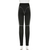 Women's Fashion Solid Line Tight Fitting High Waist Regular Fit Yoga Basic Skinny Pants