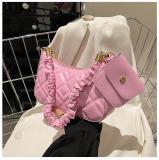 Women's Fashion Foreign Chic Pleated Bag Candy Color Rhombic Single Shoulder Underarm Bag