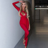 Summer Style High Stretch Tight Fitting Romper Women's Fashion Hot Sexy Low Back One Shoulder Long Sleeve Jumpsuit