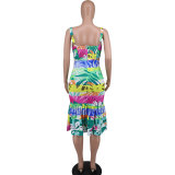 Women's Summer Print Sleeveless Fashion Casual Straps Elegant Dress