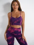 Seamless Knitting Tie-Dye Yoga Clothing Fitness Suit Sports High Waist Elastic Pants Women