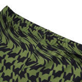 Green Printed Tank Top Wide Leg Pants Fashion Casual Two-Piece Set