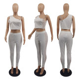 Women's Fashion Mesh Patchwork Sport Sleeveless Two-Piece Pants Set