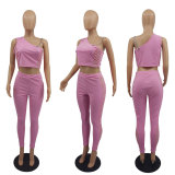 Women's Fashion Mesh Patchwork Sport Sleeveless Two-Piece Pants Set