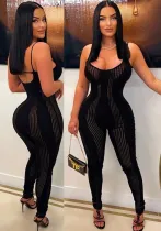 Summer Women's High Waist Sexy Butt Lift Sleeveless Tight Fitting Sports Fitness Jumpsuit Women
