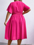 Plus Size Women's Summer Solid Loose Slim Waist Dress
