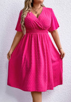 Plus Size Women's Summer Solid Loose Slim Waist Dress