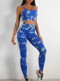 Seamless Knitting Tie-Dye Yoga Clothing Fitness Suit Sports High Waist Elastic Pants Women