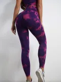 Seamless Knitting Tie-Dye Yoga Clothing Fitness Suit Sports High Waist Elastic Pants Women