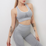 Seamless Knitting Tank Yoga High Waist Peach Hip Sports Running Yoga Pants Fitness Suit