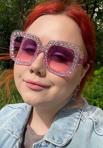 Women Square Frame Diamond Bouncy Disco  Glasses Sunglasses Sunglasses