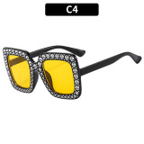 Women Square Frame Diamond Bouncy Disco  Glasses Sunglasses Sunglasses