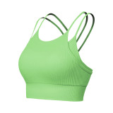 Women Thin Shoulder Straps Sports Running Yoga Fitness Sling Fake Two Pieces Tank Top