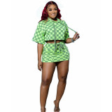Women Plaid Print Hooded Top and Mini Skirt Two-Piece Set